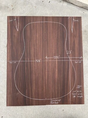 Bolivian Rosewood Quarter Sawn Guitar 2 Piece Book Matched Oversized - Image 1 of 4