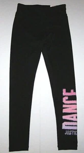 Justice Dance Dancer Leggings Pants Glitter Logo Tight Fit Black New Child Girl - Picture 1 of 7