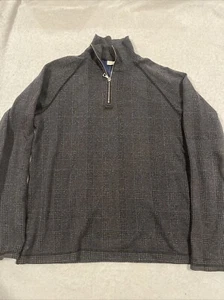 DRIES VAN NOTEN Sz Medium Black Charcoal Glenplaid Cotton Blend 1/4 Zip Pullover - Picture 1 of 9