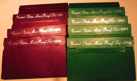 1990 91 92 93 94 95 96 97 1998 U.S. Mint 9 Proof Set S San Francisco Mint COA Cover
