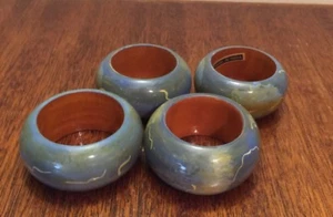 Green Laminated Wood Napkin Rings Holders Set of 4 NWOT - Picture 1 of 2