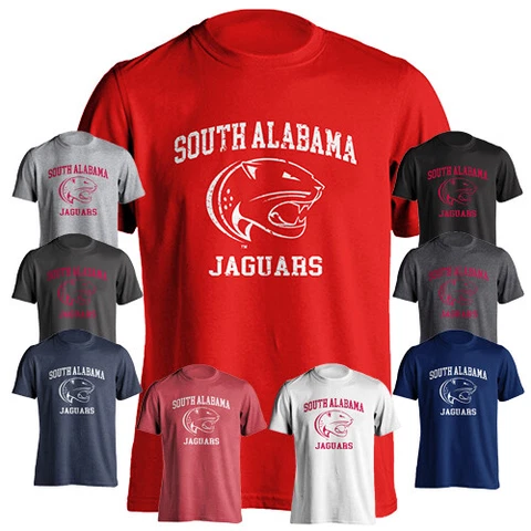University of South Alabama Jaguars Distressed Retro Logo Short Sleeve T-Shirt Cover