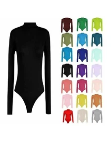 MUJER TORTUGA POLO CUELLO BODY LEOTARDO MANGA LARGA TOP 8-26 - Imagen 1 de 17