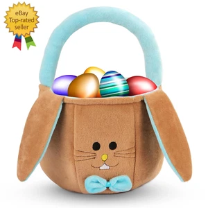 Easter Basket for Kids Empty - Bunny Easter Buckets with Rabbit Ears, Fluffy Eas - Picture 1 of 12