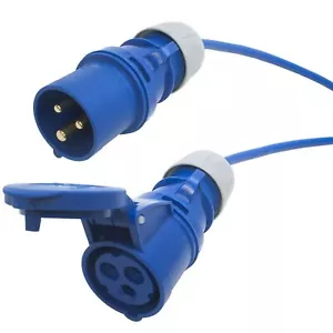 Robustes 16 Ampere arktischblaues Verlängerungskabel. Wohnwagen Aufhängebleine. 240 V 3x2,5 mm. - Bild 1 von 2