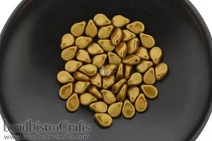 Preciosa Czech Glass Pip Beads Opaque Yellow OCHER GOLD LUSTERED - 50pcs - Picture 1 of 10