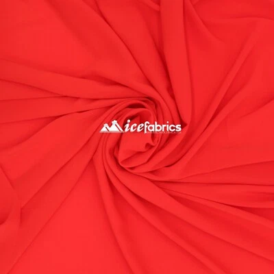 Red_ Silky Stretch Spandex Chiffon Soft Fabric By The Yard-%10 Stretch - Image 1 of 2