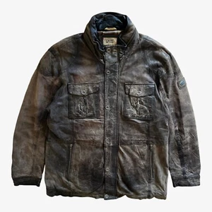 Chaqueta de motociclista de cuero marrón oscuro activa camel años 90 vintage para hombre, piloto de motocicleta - Imagen 1 de 8
