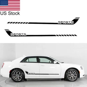 2pcs 68" Black SPORTS Hockey Racing Stripe Side Body Skirt Vinyl Decal Stickers - Picture 1 of 6