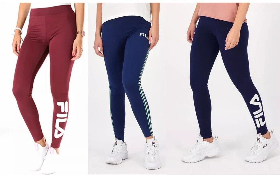 Fila WOMENS Cotton Leggings Stretch Gym Sports Jogger Track Pant 8 10 12 14 16 - Image 1 of 1