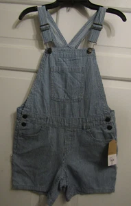*Youth* J.C.Penney*Shortalls*Blue/White Striped Denim Bib Overalls 12 NEW w/Tag - Picture 1 of 7