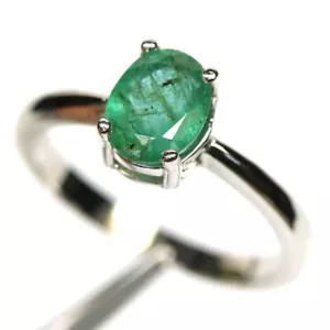 Shola Real Natural Green Emerald Ring Size 18,1 Sterling Silver R769 - Picture 1 of 2