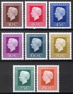 Netherlands 1972, Definitive Stamps: Queen Juliana set MNH, Mi 975A-82A cat €4,5 - Picture 1 of 1