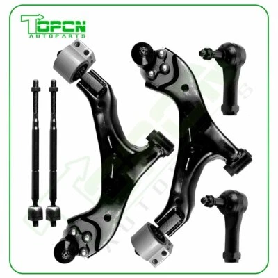 6pcs Lower Control Arms Inner Outer Tie Rod Ends For 2006 2007 Pontiac Torrent - Изображение 1 из 4