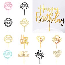 1pc Acrylic Cake Topper Happy Birthday Cake Toppers Party Cupcake Topper Decor