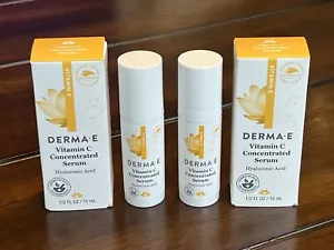 Lot 2 DERMA E Vitamin C Concentrated Serum Hyaluronic Acid 0.5 oz ea- 1 oz Total - Picture 1 of 4
