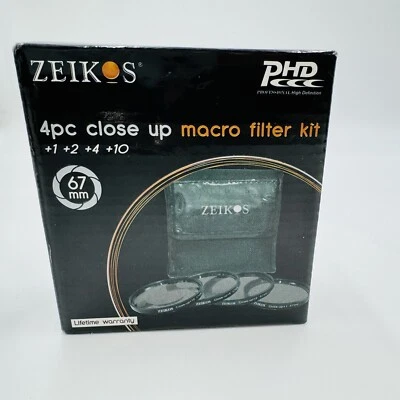 67mm 4 Piece Close Up Zeikos Macro Filter Set +1 +2 +4+10 Digital & Film Cameras - Image 1 of 3