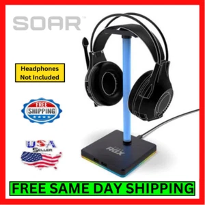 Gaming RBG Headphone Holder Headset Desk Stand USB Charge Ports Universal Hanger - Picture 1 of 10