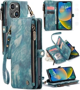 Funda Defencase para iPhone 14 Max 6,7" Billetera Cremallera Pulsera Tarjetas de Crédito - Imagen 1 de 2