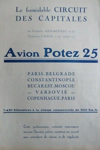 1925-1926 PUB AEROPLANE HENRY POTEZ 25 AVION ARRACHART CAROL CIRCUIT CAPITALE AD - Picture 1 of 1