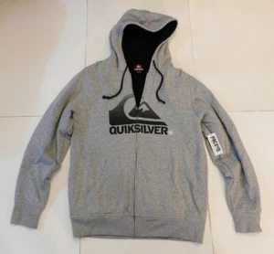 Quiksilver Gray Zip Front Sherpa Hoodie Size Medium BNWT - Picture 1 of 3
