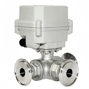 3/4''-1.25'' Sanitary Tri-Clamp Motorized Ball Valve 3-Way AC110-230V,CR3-03 - Picture 1 of 12