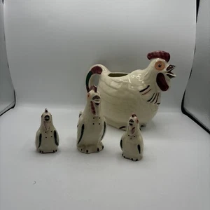 Vintage Shawnee Pottery Chanticleer Chicken Pitcher/Chickens Salt/Pepper Shakers - Picture 1 of 18