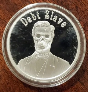 2017 Silver Shield Debt Slave Proof Round Death of the Dollar 5 - Picture 1 of 3