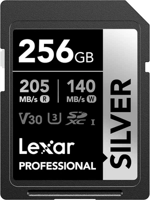 Lexar 256GB Professional Silver SD Card, UHS-I, C10, U3, V30, 256GB, - Image 1 of 4