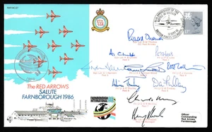 THE RED ARROWS SALUTE FARNBOROUGH INTERNATIONAL 1986 PILOTS SIGNED COVER - Picture 1 of 2
