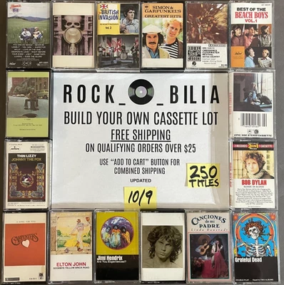 $1 & UP 60s-70s ROCK PSYCH BUY $25 GET FREE SHIP BUILD YOUR CASSETTE TAPE LOT - Image 1 of 3