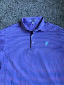 Peter Millar Golf Polo Shirt Medium Ridgewood Country Club New Jersey Pink Blue - Picture 1 of 6