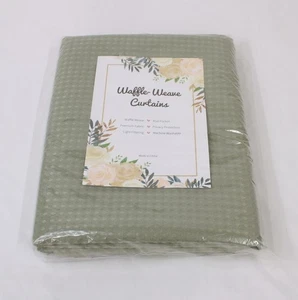 2-Panel Rod Pocket Waffle Weave Texture Pattern Window Curtains 52"x63" Each - Picture 1 of 8