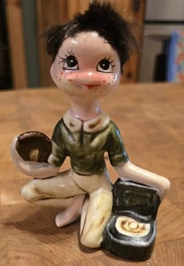 Mid Century Modern Inarco Teenager With record player Ceramic Figurine 1960s - Picture 1 of 5