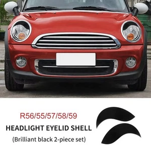Mini Cooper R55 R56 R57 R58 R59 Negro Brillante Faro Párpados Cejas 2 un. - Imagen 1 de 1