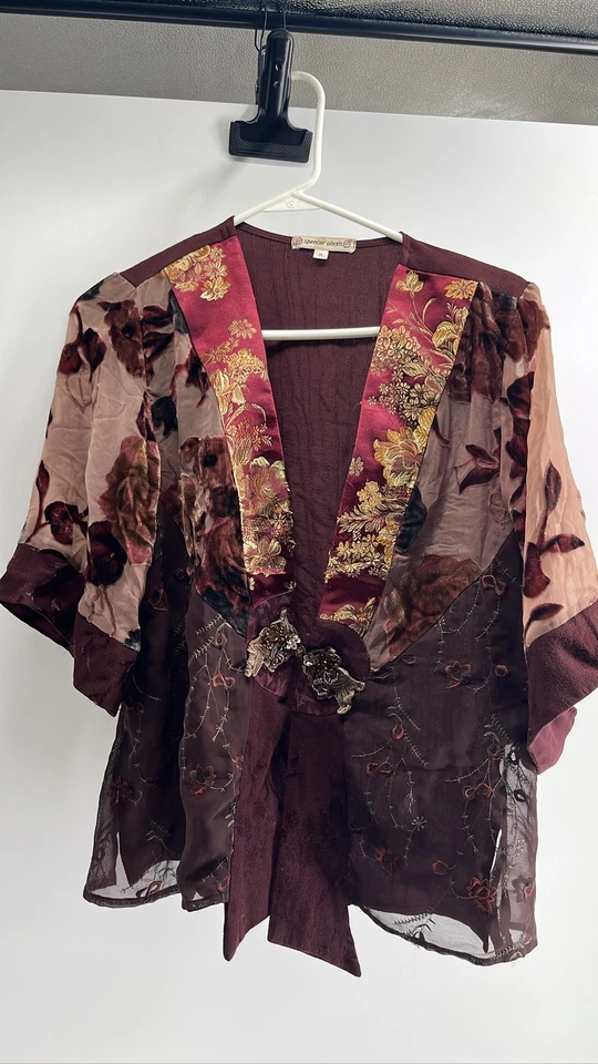 Blusa Kimono Spencer Alexis M Burnout Veludo Floral Boho - Imagem 1 de 4