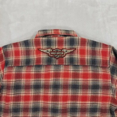 Harley Davidson Mens Shirt Large Tall Flannel Stitched Embroidery Biker Moto - Image 1 of 4