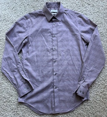 Men’s Calvin Klein Burgundy Slim Fit Dress Shirt Size 14.5 32/33 - Image 1 of 4