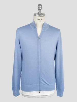 NEW GRAN SASSO LIGHT BLUE COTTON SWEATER FULL ZIP US 46 - EU 56 G4S3 - Image 1 of 4
