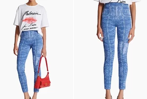 Balmain Trompe L'oeil Denim Leggings Größe 44 US 12 Neu mit Etikett $ 1850 Made in France - Bild 1 von 13