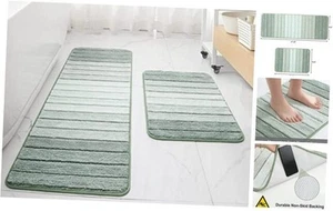 Long Bathroom Rugs Sets 2 Piece, Ultra Soft and Water Absorbent Luxury Ombre - Picture 1 of 7