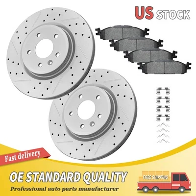 Rotores de freno delanteros perforados y pastillas de freno de cerámica para Ford Flex Taurus Explorer Foto 1 de 4
