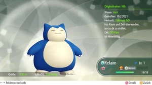Shiny Relaxo Lvl 1 Pokémon Lets Go Evoli/Pikachu - Bild 1 von 2