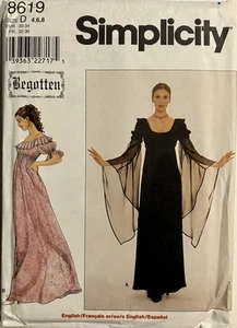 Simplicity 8619 Medieval Gothic Dress ©1999 size 4-8 UC FF - Picture 1 of 3