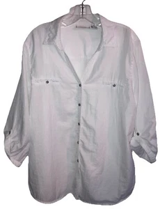 Chicos Top Blouse Size 3 White Rayon Strap Sleeve Minimalist - Picture 1 of 4