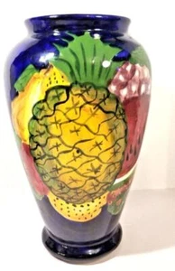 Talavera Majolica Pottery Hand Made/Painted Fruit Pineapple Vase Mexico - Picture 1 of 9