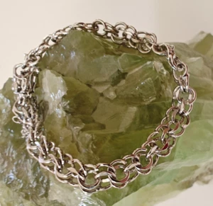 Amerikanisches Sterlingsilber Doppel Gliederverschluss Bettelarmband - Bild 1 von 12