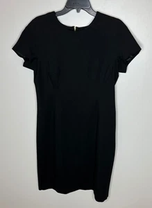 ELLEN TRACY women's black short sleeve straight with zipper dress, slit, size 12 - Picture 1 of 4