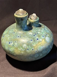 Early 90’s Ceramic Wicked Oil Lamp ~Signed~ Never Used ~ 4” W X 3 1/4” H - Picture 1 of 4