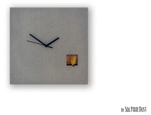 Cuckoo Clock Silver Bird.Concrete and Wood - Square Wall Clock-Modern Wall Clock - Picture 1 of 8